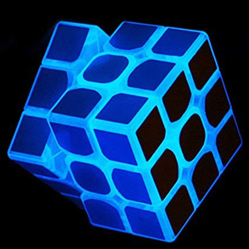 SHUYUE 3x3 Blue Fluorescent Speed Cube Glow in Dark Magic Speed Cube 3-D Brain Teasers IQ Puzzles for Kids and Adults (3x3 Blue Fluorescent) - Image 1